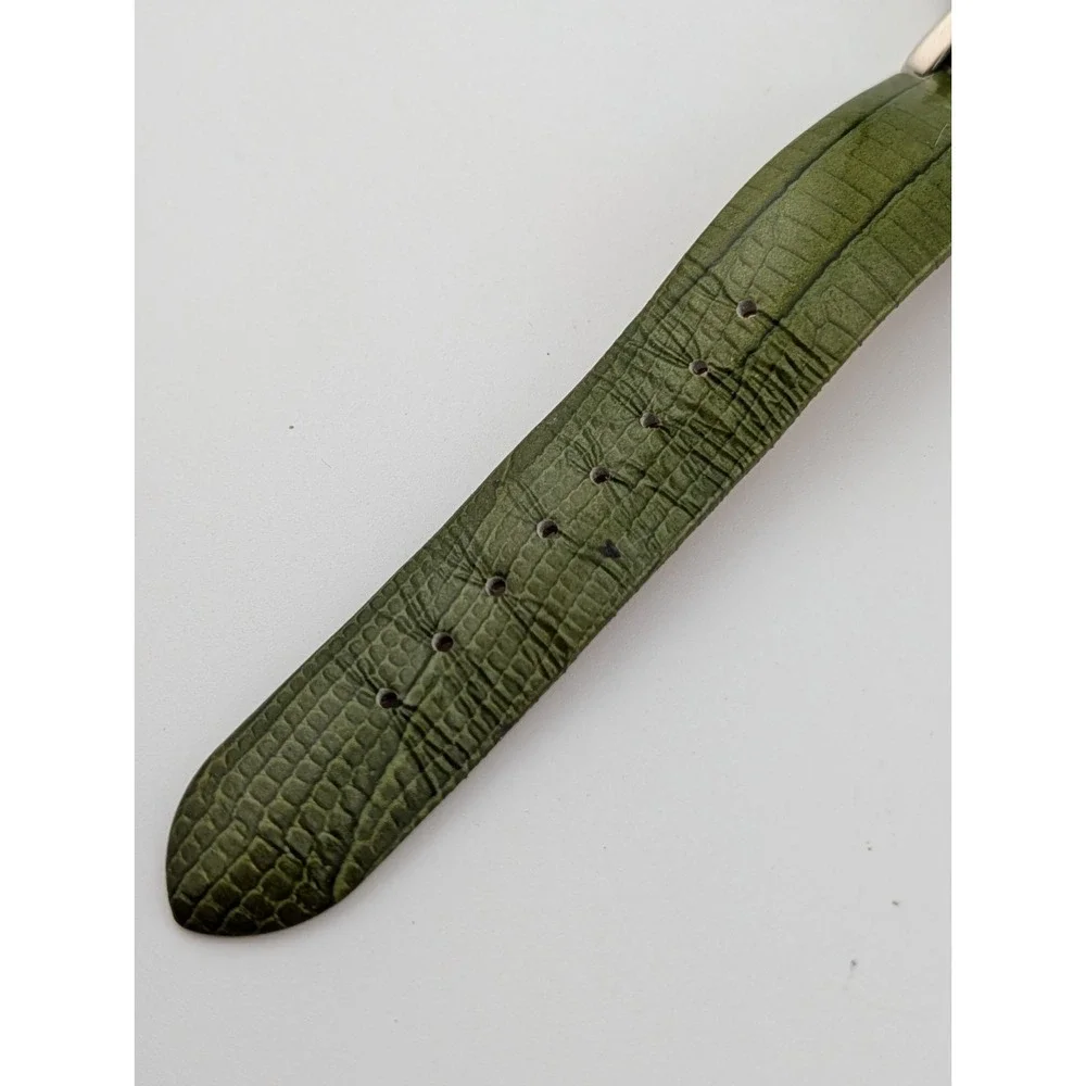 Coldwater Creek Watch Women 35mm Case Olive Green Leather Band- New Battery‎